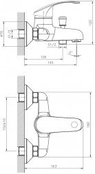 Смеситель для ванны Decoroom DR71035 одноручный с коротким изливом, хром