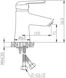 Смеситель для умывальника Orange Tony M54-021cr без дон.клапана 00-00000847