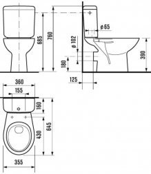 Унитаз компакт JIKA Zeta 90^,н/п, 3/6 L 2539,6 с сид.